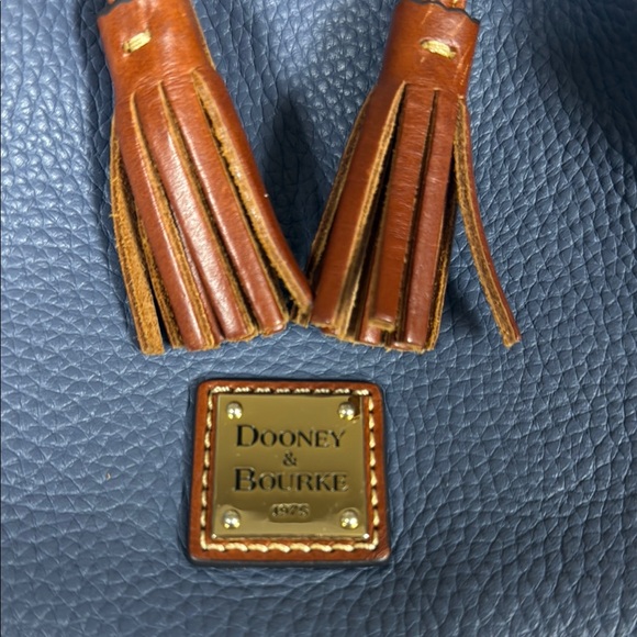 Dooney & Bourke Blue and Brown Leather Backpack - Picture 3 of 13